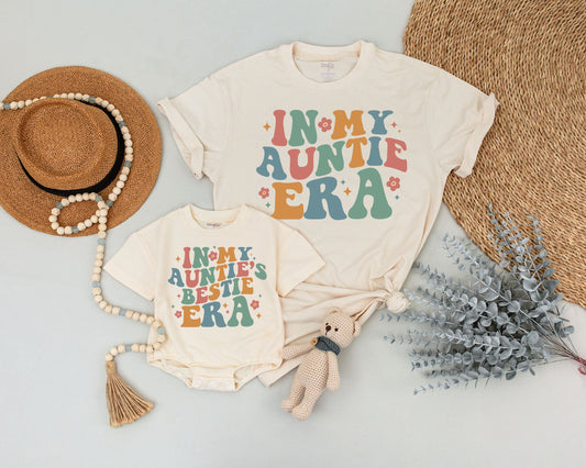 Cool Auntie Era Matching Shirts: Aunt & Niece Outfit, Custom Family Gift, Baby Shower Aunt Gift, Auntie And Nephew, Retro Boho Aunt Shirt 134