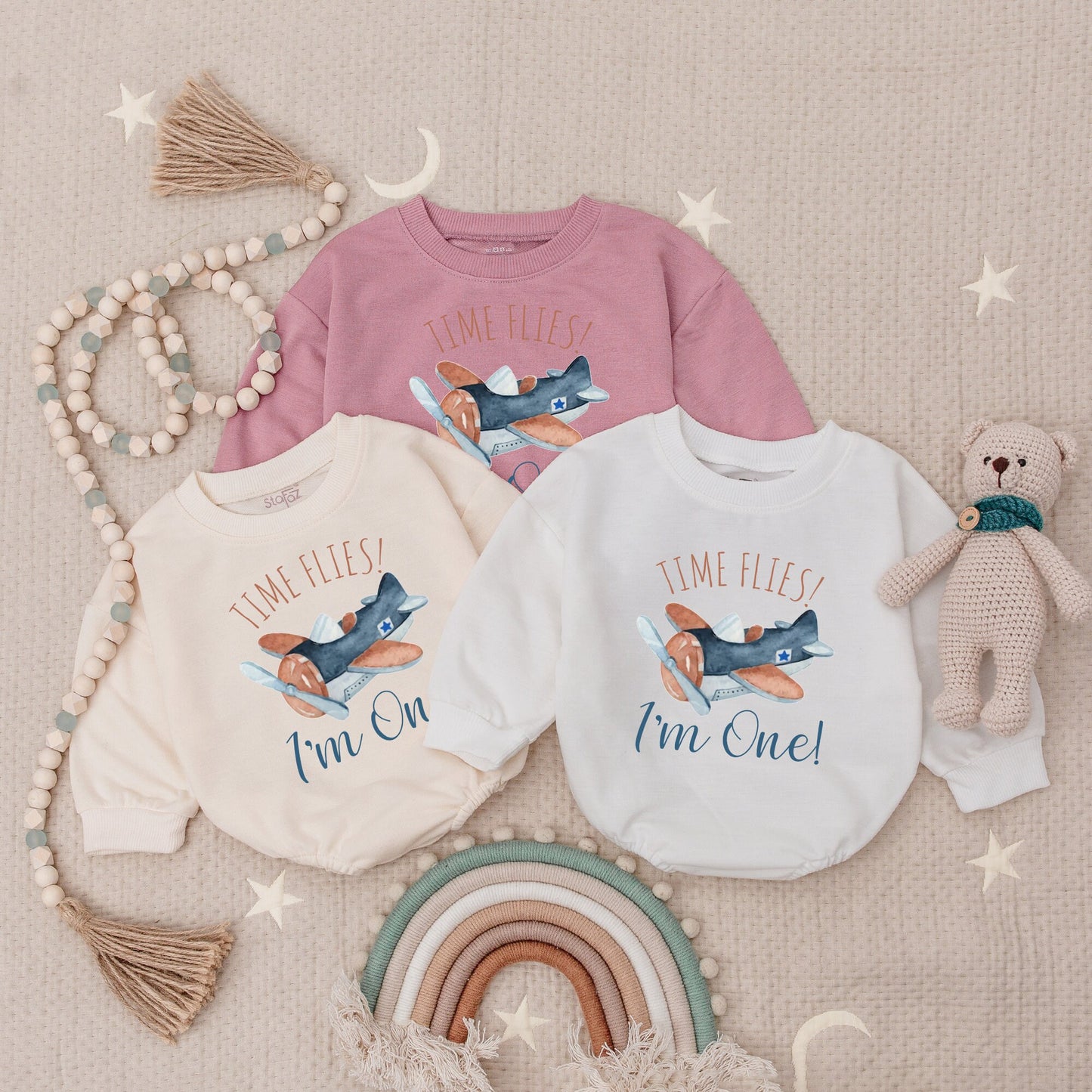 Time Flies I'm One Airplane Romper Birthday Outfit Baby Boy Girl Copilot Bodysuit Airplane Theme Little Guy Astronaut First Birthday Comfortable Cotton (135 chars)
