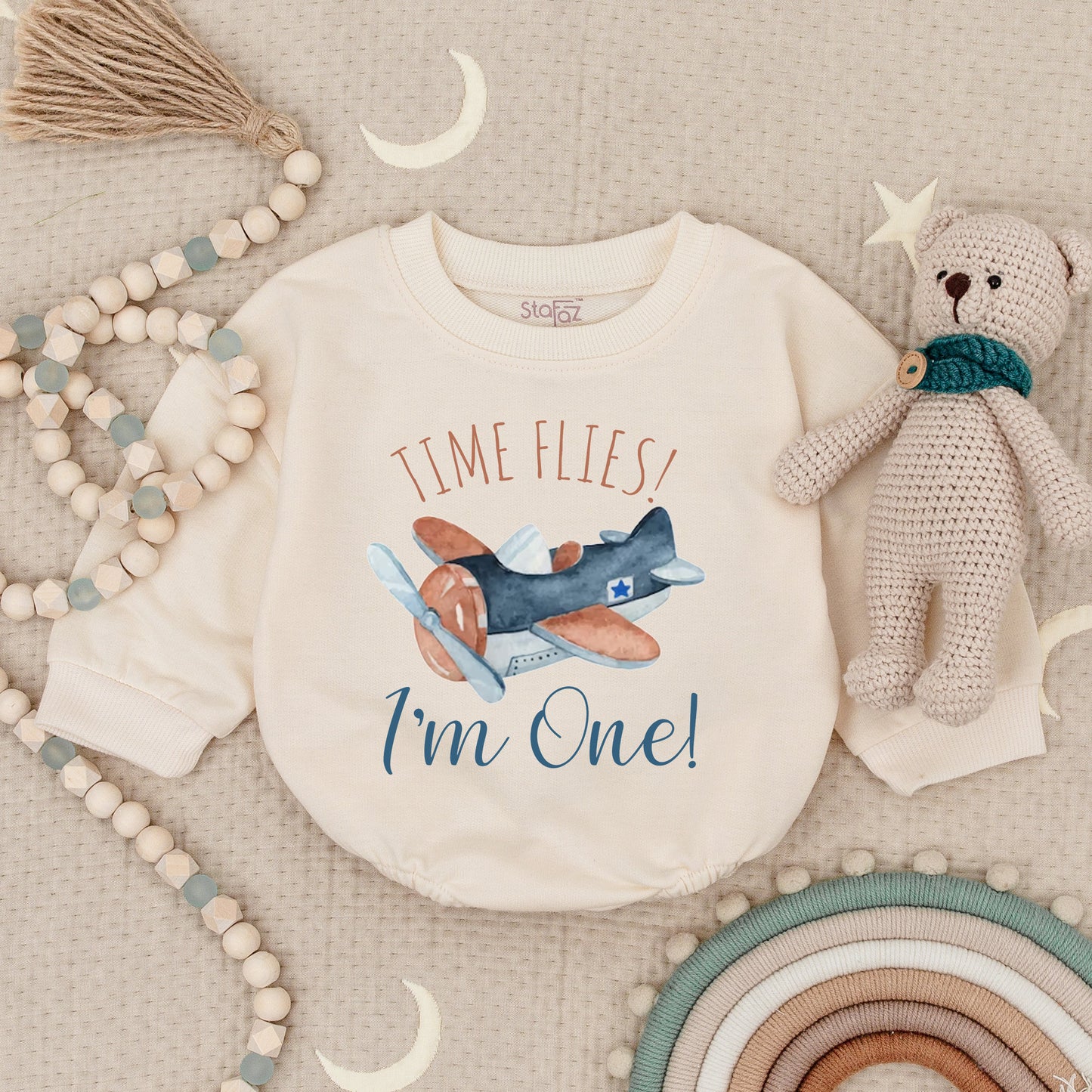 Time Flies I'm One Airplane Romper Birthday Outfit Baby Boy Girl Copilot Bodysuit Airplane Theme Little Guy Astronaut First Birthday Comfortable Cotton (135 chars)