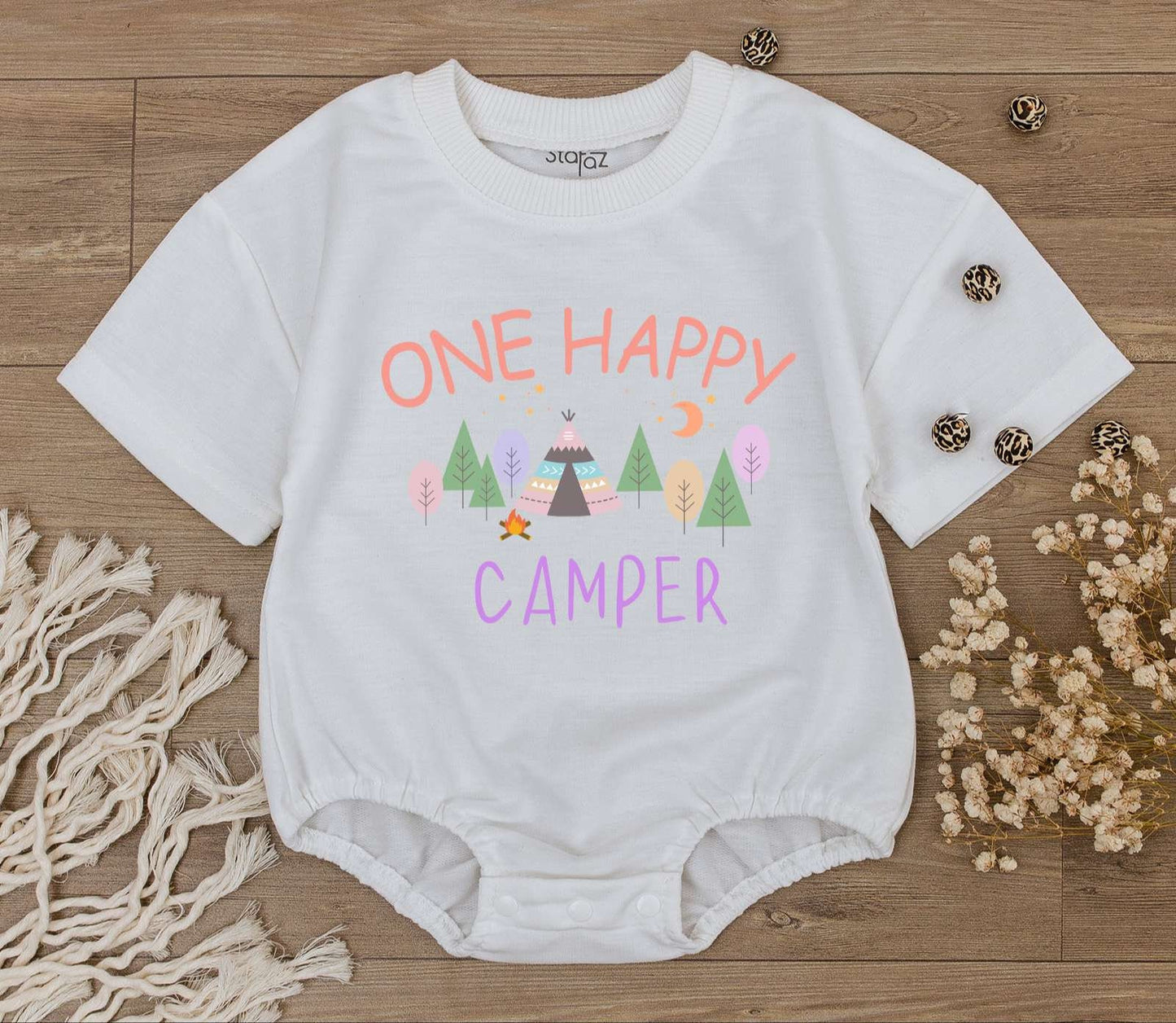 Happy Camper Romper: First Birthday & Baby Shower Adventure Outfit