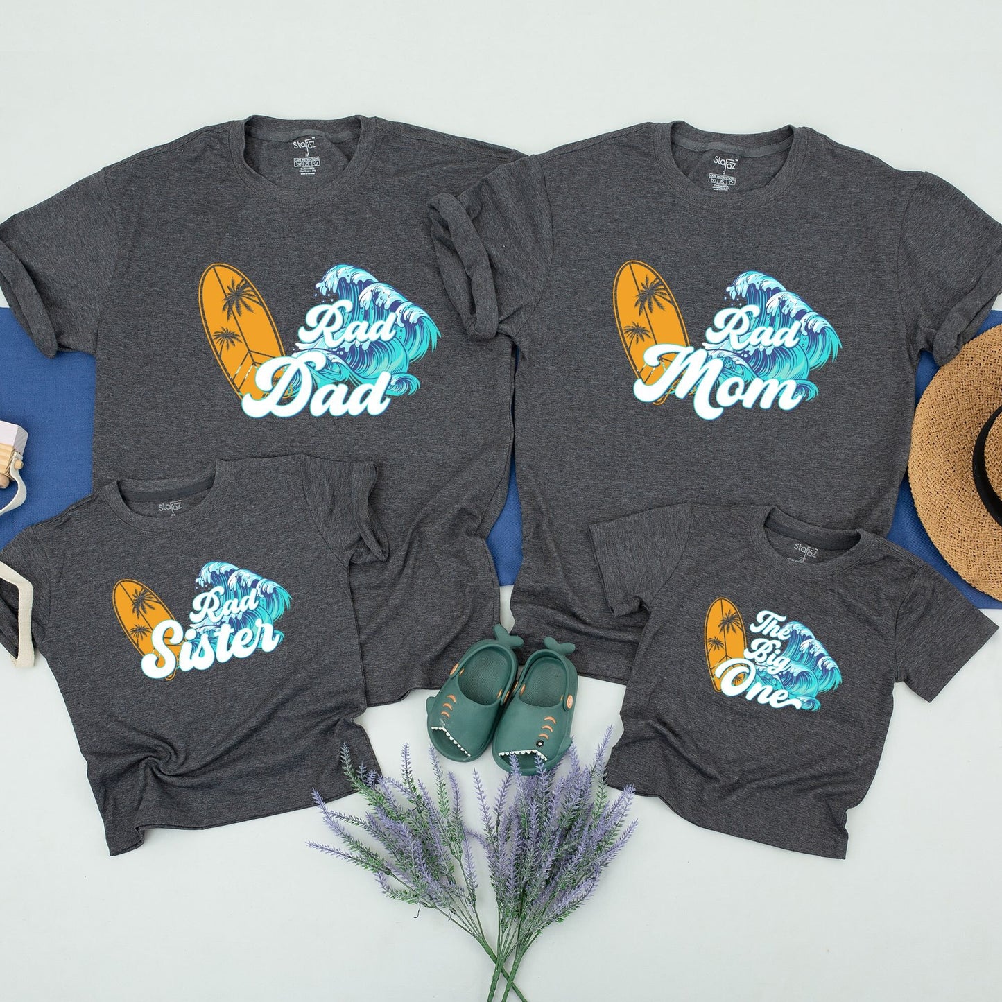 Surf 1st Birthday Shirt The Big One Toddler Boy Outfit Yellow Surfboard Palm Tree Waves Summery Beach Party Mommy and Me Family Tee