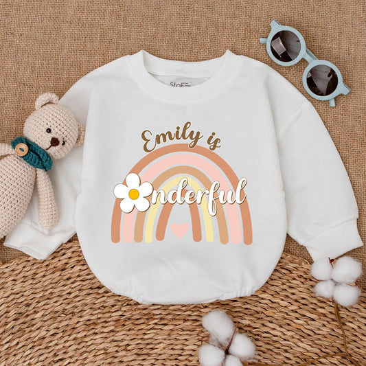 Personalized Miss Onederful First Birthday Romper Baby Girl Rainbow Bodysuit Adorable Smash Cake Outfit Comfortable Bubble Shower Gift