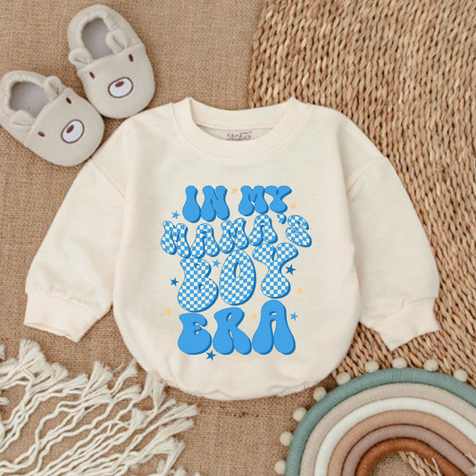 My Mama's Boy Era Retro Romper for Baby Boy featuring Blue Checkerboard Mama's Boy Bodysuit Playful Star Design Comfortable Cotton Outfit Gift Idea