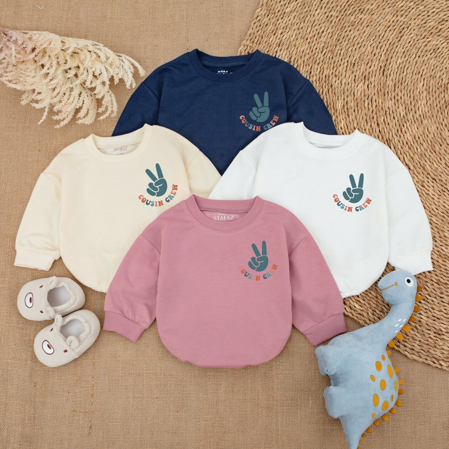 Cool Cousins Club Shirt Peace Sign Cousin Crew Bubble Romper Vintage Teal Peach Family Reunion Newborn Gift