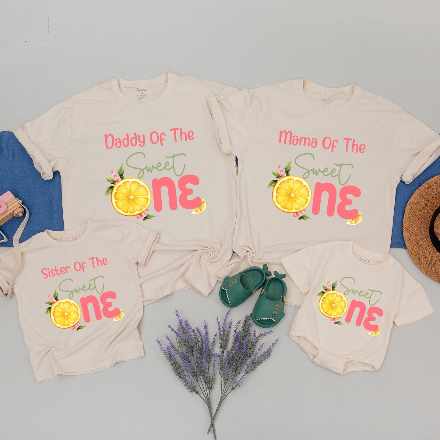 Sweet One First Birthday Lemon Shirt Matching Family Outfit Girl Cake Smash Party Theme Comfortable Cotton Apparel Set for Photos