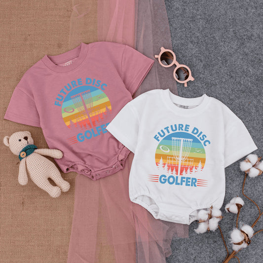 Newborn Infant Baby Disc Golf Bubble Romper Short Sleeve Bodysuit Future Golfer Gameday Outfit Comfortable Summer Frisbee Par Gift