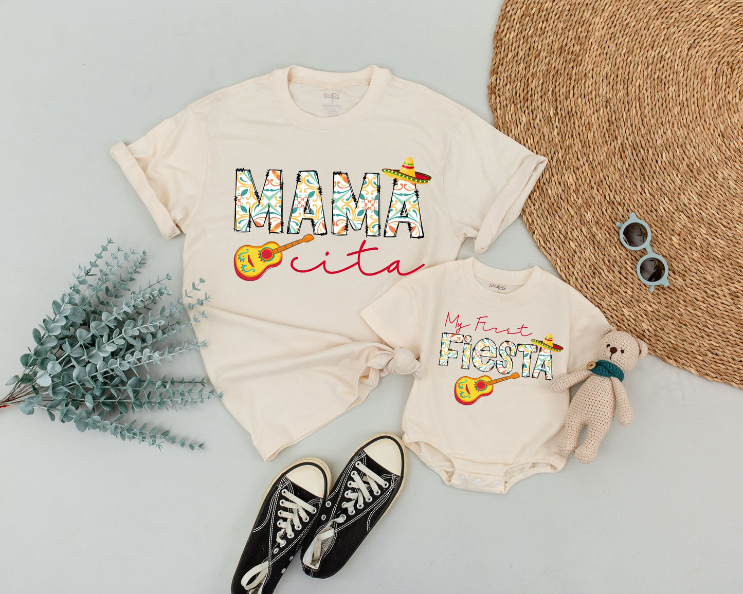 My First Fiesta Birthday Outfit Mama Cita Vibrant Mexican Party Theme Matching Family Shirt Mom and Me Taco Bout One Celebration Soft Cotton Tee