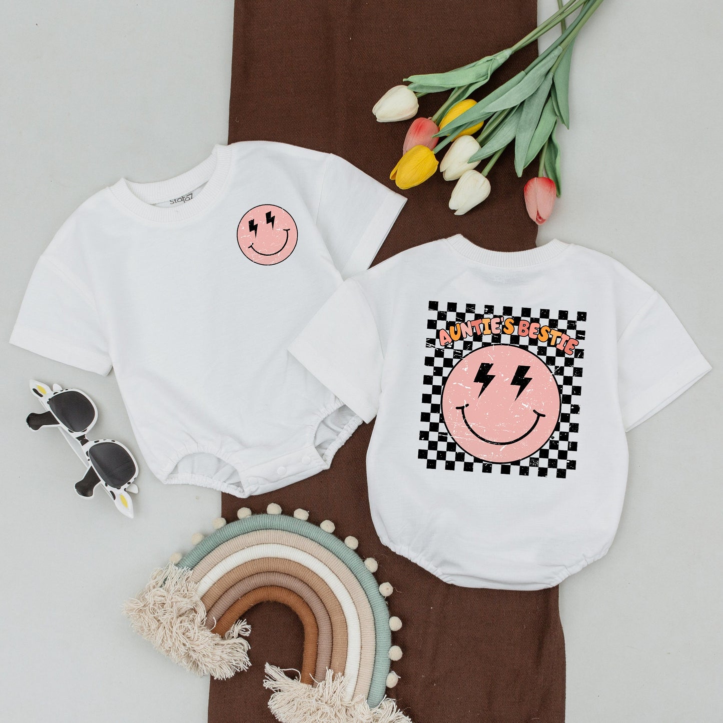 Personalized Aunties Bestie Newborn Romper Cool Aunt Matching Outfit Baby Girl Niece Shirt Gift for Promoted Auntie Club