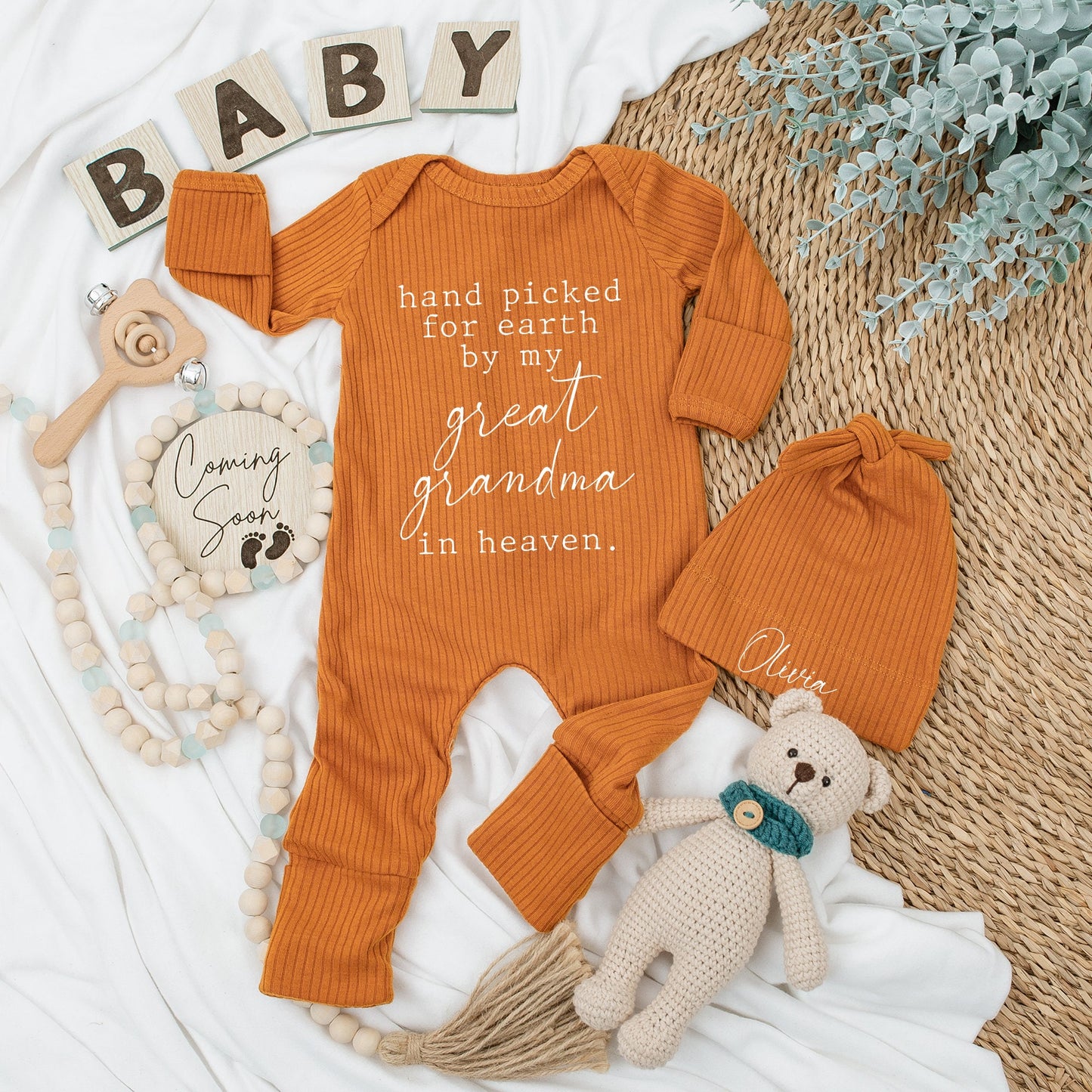Hand Picked for Earth Baby Bodysuit by Great Grandpa Grandma in Heaven Pregnancy Announcement Gift Perfect Shower Newborn Outfit