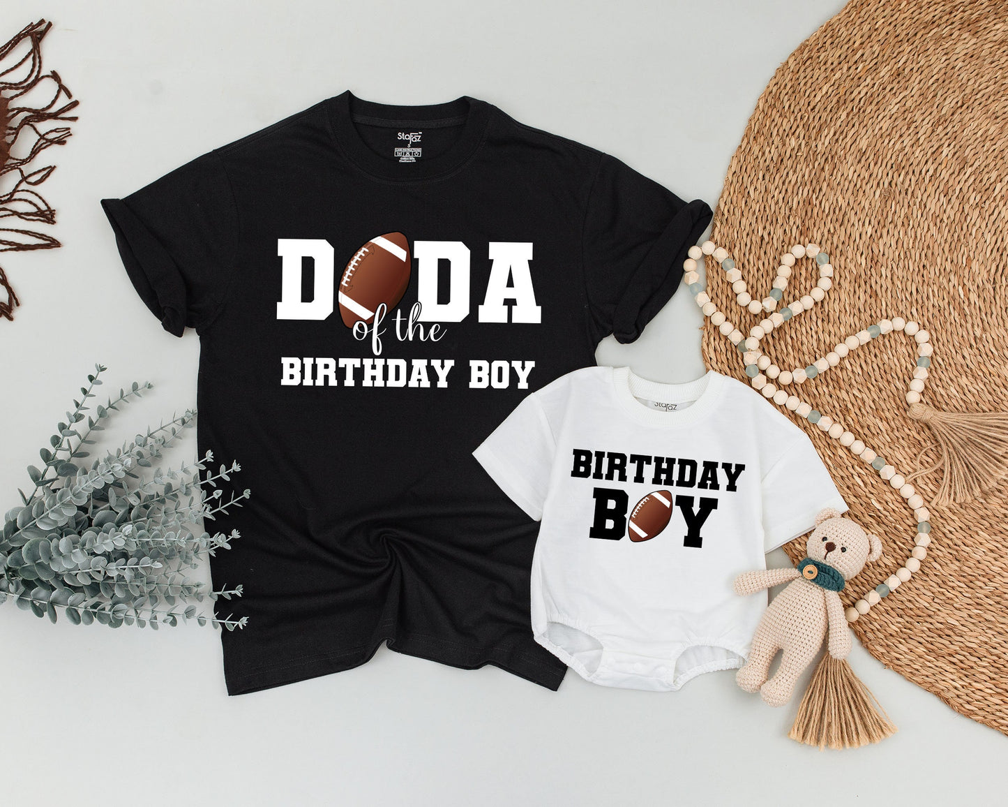 Playful Football First Birthday Matching Family Shirts for Birthday Boy Parents Siblings with Bold Graphics 1st Year Down Celebration Outfit