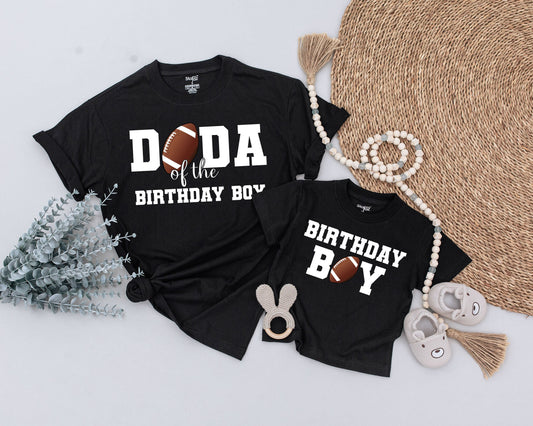 Playful Football First Birthday Matching Family Shirts for Birthday Boy Parents Siblings with Bold Graphics 1st Year Down Celebration Outfit