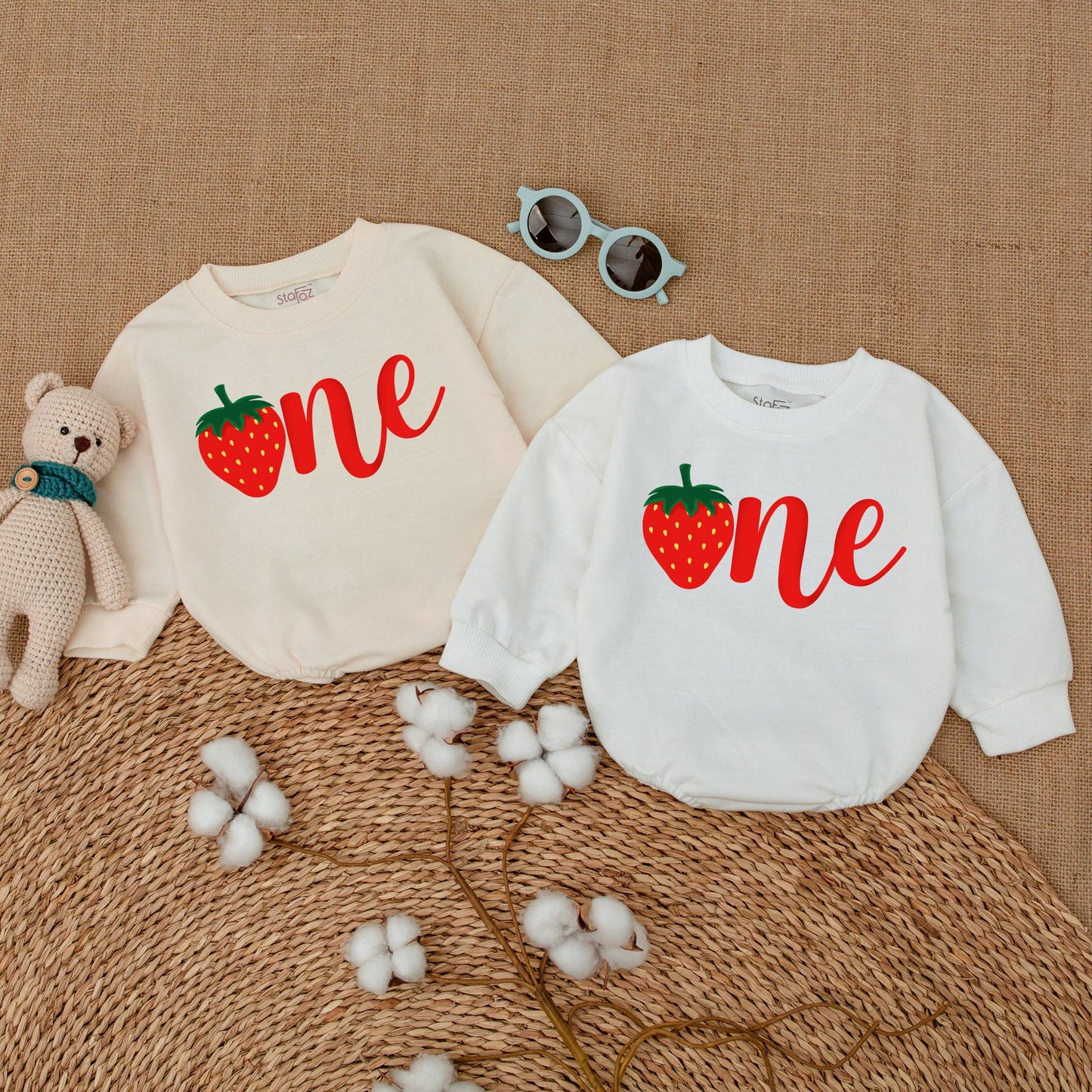 Strawberry 1st Birthday Baby Girl Romper Sweet One Outfit Smash Cake Bodysuit Soft Cotton Summer Gift for First Celebration Photo Shoot