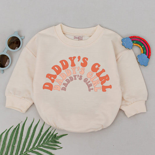 Daddy's Girl Rainbow Romper Groovy Seventies Design Baby Girl Outfit Father's Day Gift Pink Mauve Newborn Shower Clothes Fun Playful