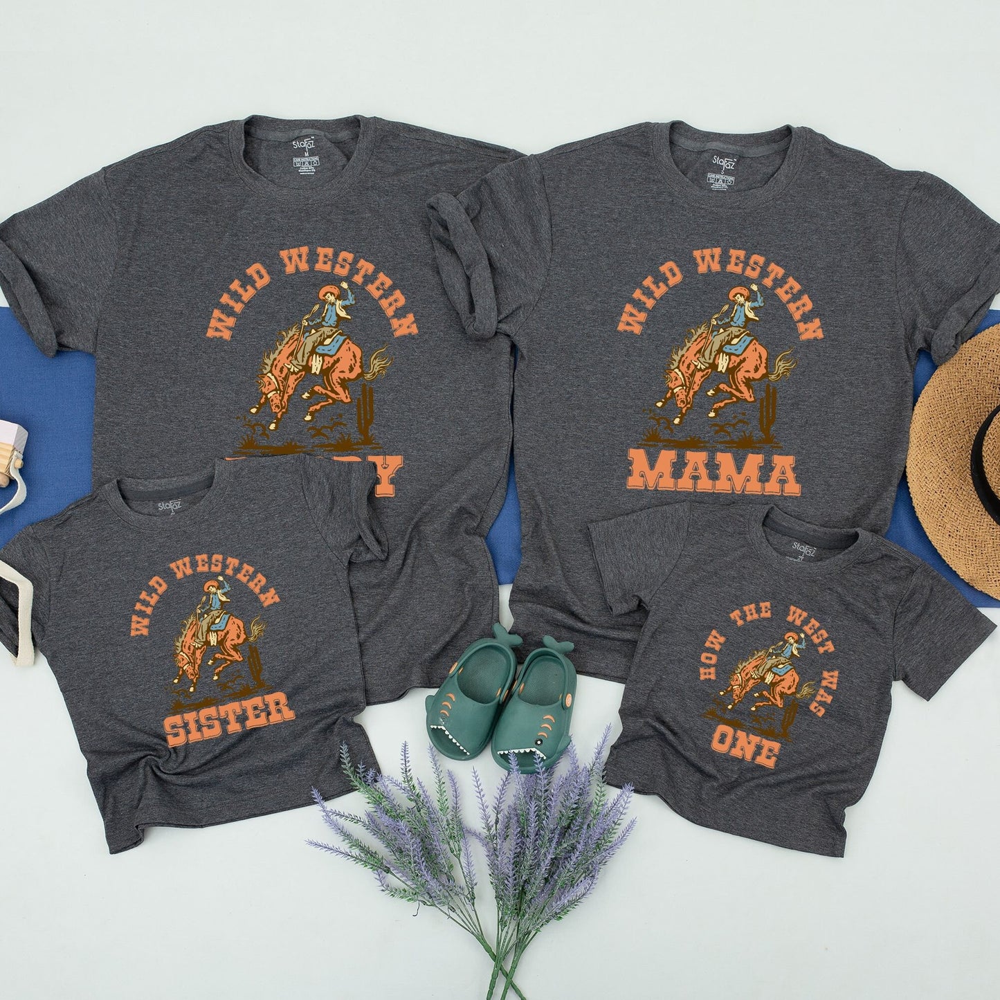 How The West Was One First Birthday Outfit Matching Family Cowboy Shirts Vintage Bucking Bronco Design Wild West Tee