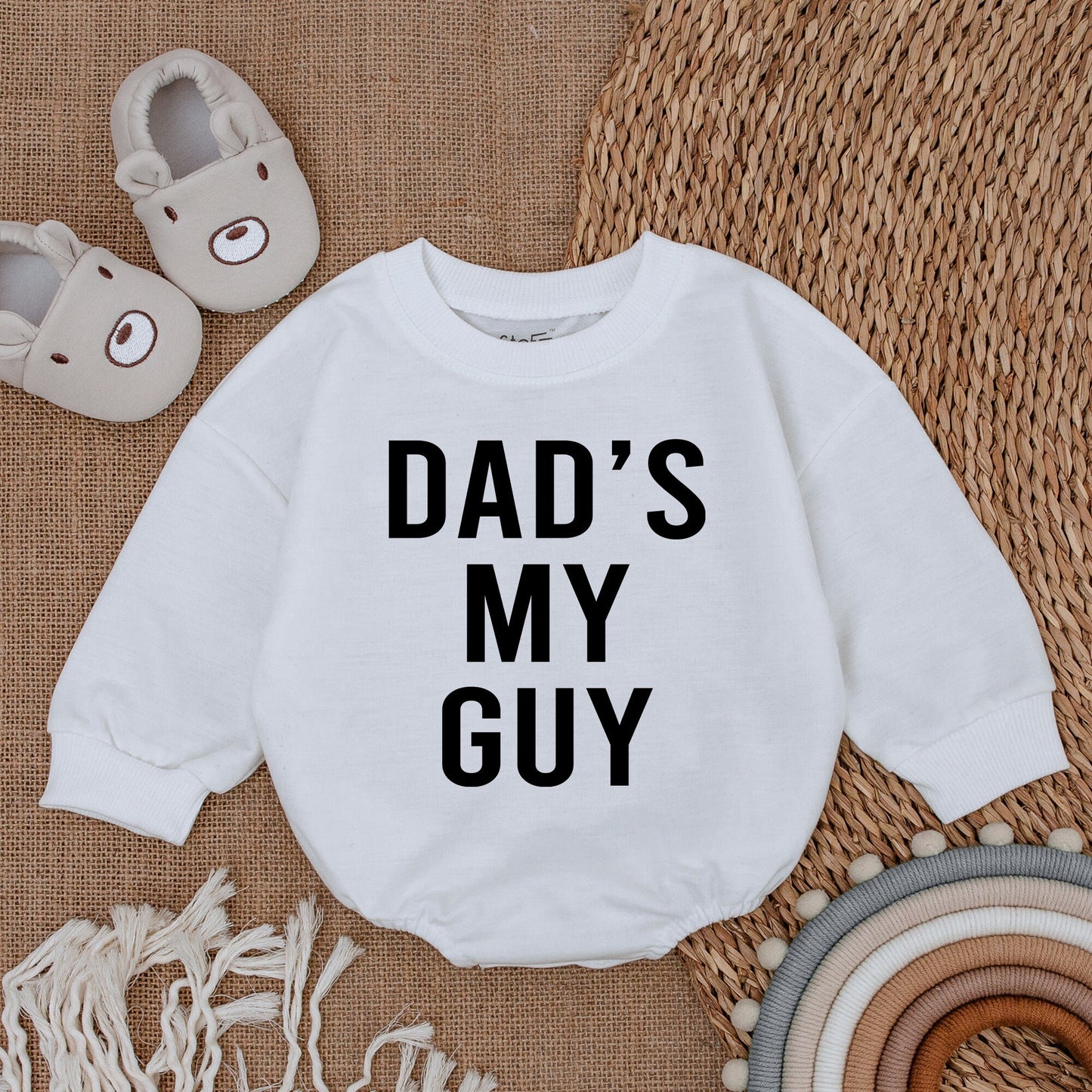 Dad's My Guy Baby Bodysuit Gender Reveal Announcement Outfit Newborn Infant Shower Gift Romper Father's Day Modern Black Text Design Comfortable Soft