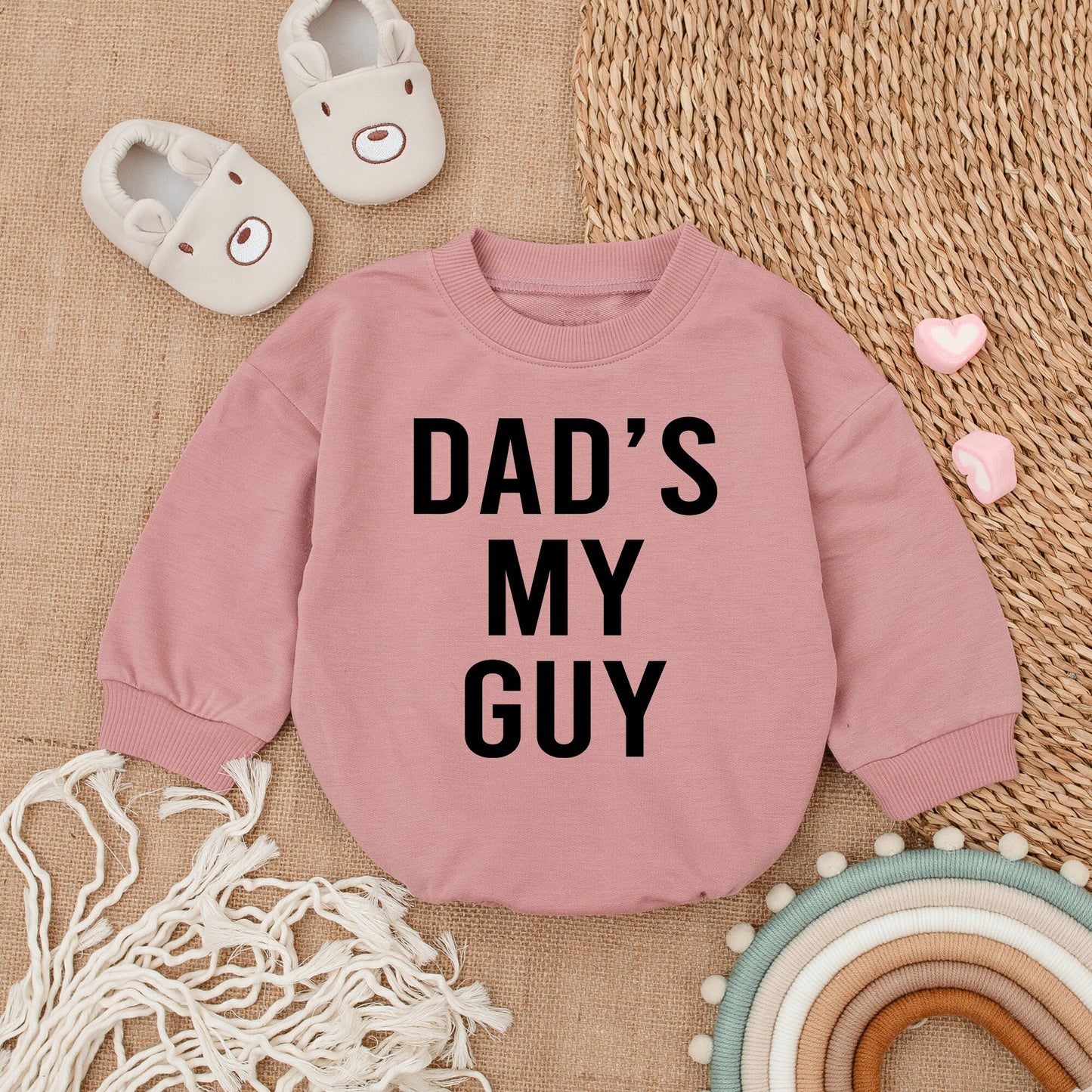 Dad's My Guy Baby Bodysuit Gender Reveal Announcement Outfit Newborn Infant Shower Gift Romper Father's Day Modern Black Text Design Comfortable Soft
