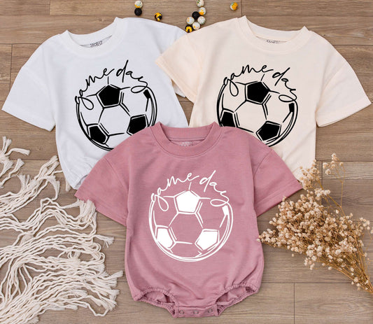 Cute Baby Boy Game Day Romper for Sports Season Soccer Baseball Football Outfit Newborn Toddler Jumpsuit Casual Tee Comfortable First Birthday Gift