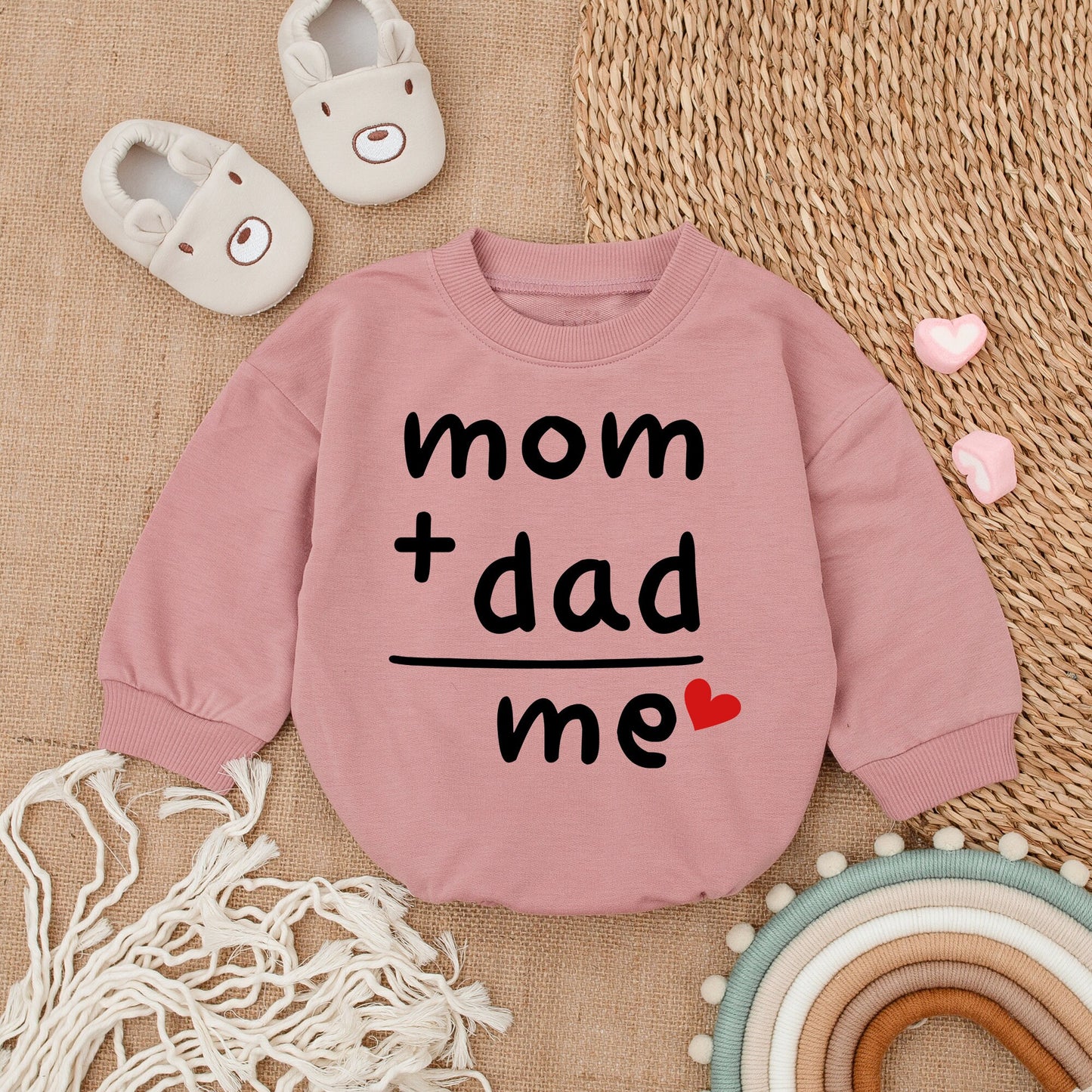 Mom Plus Dad Equals Me Baby Bodysuit, Sweet Gender Reveal & Announcement Gift, Modern Newborn Romper for Father's Day, Playful Infant Wear