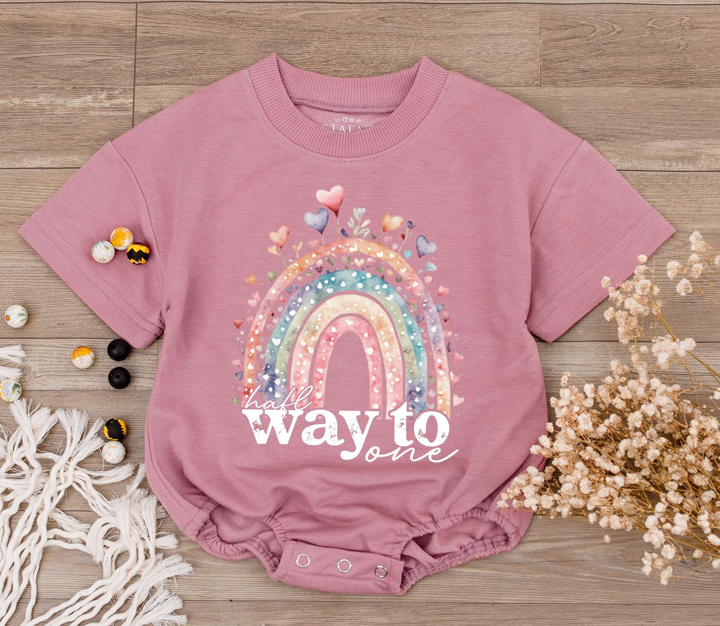 Half Way To One Birthday Boy Romper with Rainbow Design, Soft Cotton Bodysuit, Infant Half Birthday Outfit Celebration Gift for Baby