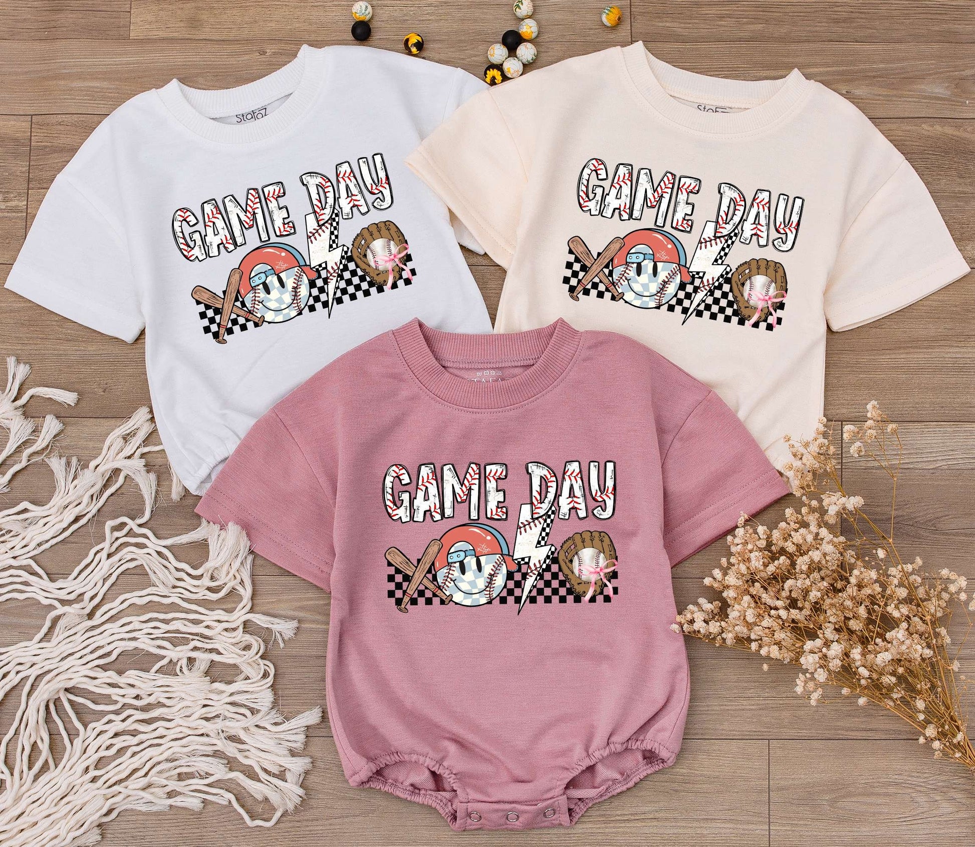 Baby Boy Game Day Baseball Romper Retro Jumpsuit One Piece Short Sleeve Soft Natural Cotton Summer Infant Bodysuit Perfect Gift