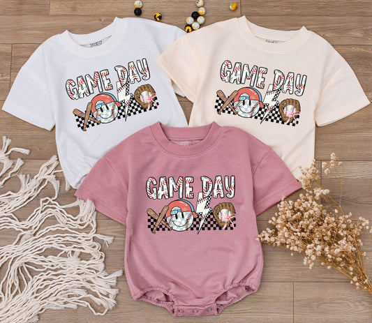 Baby Boy Game Day Baseball Romper Retro Jumpsuit One Piece Short Sleeve Soft Natural Cotton Summer Infant Bodysuit Perfect Gift