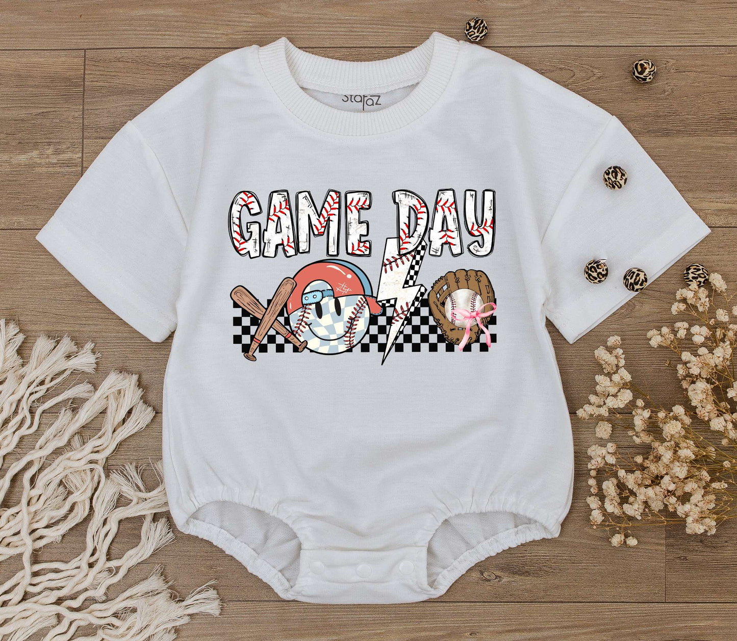Baby Boy Game Day Baseball Romper Retro Jumpsuit One Piece Short Sleeve Soft Natural Cotton Summer Infant Bodysuit Perfect Gift