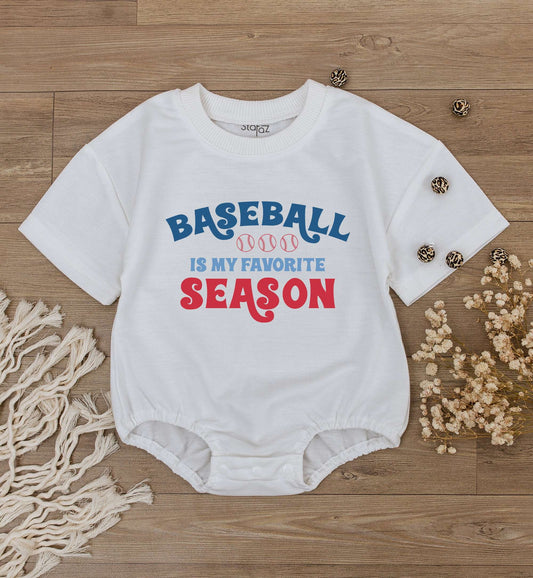 Baseball Is My Favorite Season Baby Romper Short Sleeve Retro Sports Bodysuit Infant Game Day Tee Toddler Player Shirt Comfortable Cotton Summer Fun Baby Shower Gift