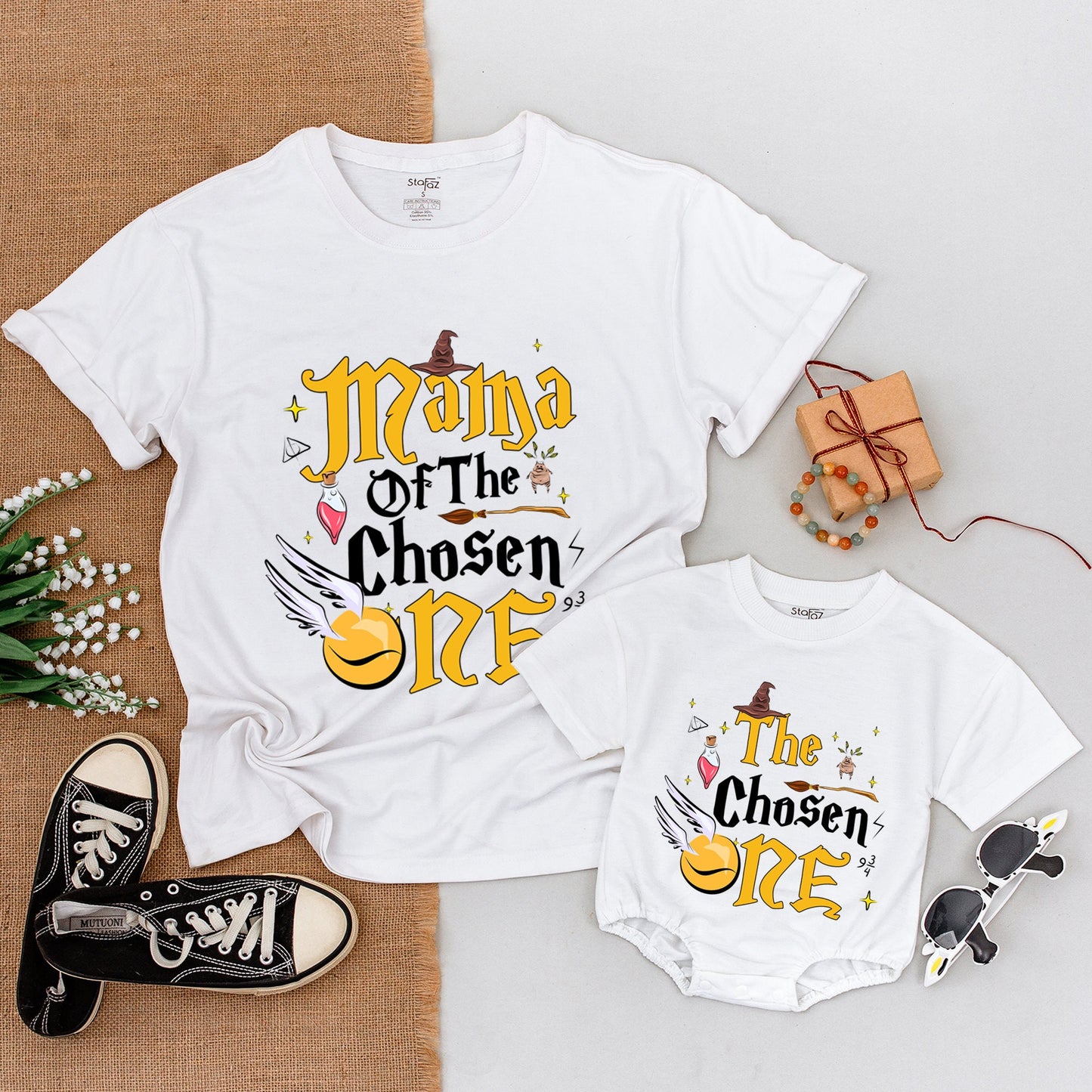 The Chosen One Birthday Shirt for Baby Boy and Family Matching Outfits Magical Wizard First Birthday Party Celebration Bodysuit