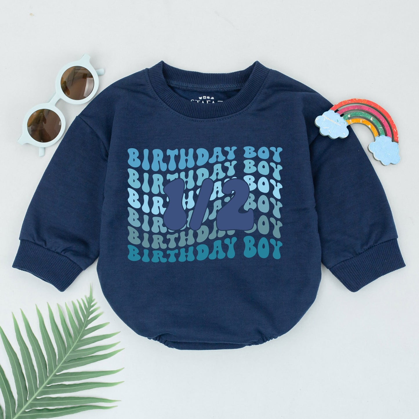 Adorable Half Birthday Boy Romper for His Special Six Month Celebration, a Half Way To One Baby Outfit Gift