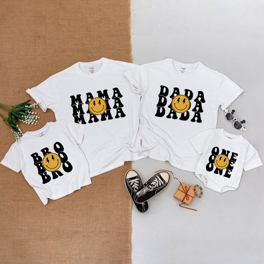 One Happy Dude 1st Birthday Boy Shirt Matching Family Smiley Face Outfit Baby Bodysuit Soft Cotton Comfortable Celebration Clothing