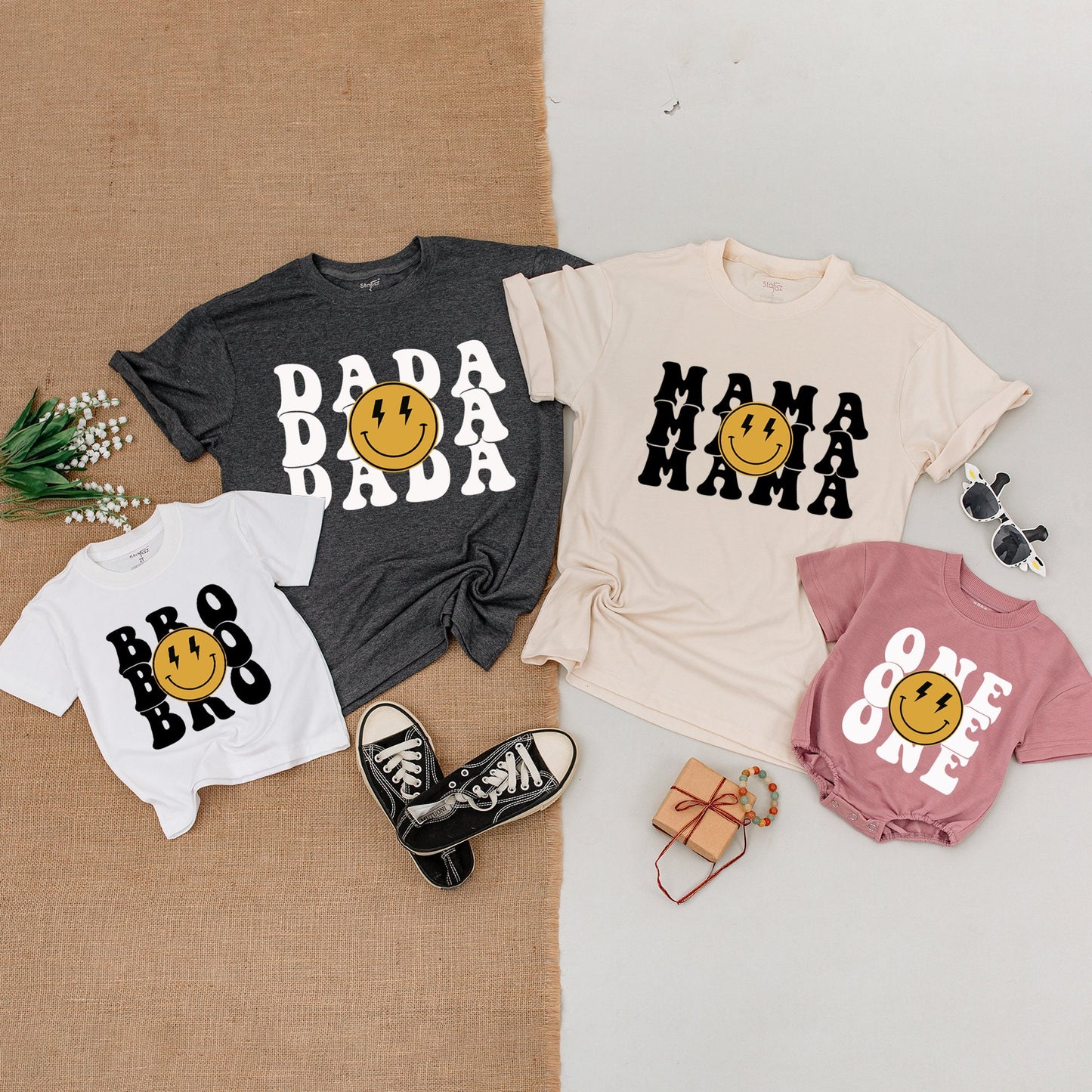 One Happy Dude 1st Birthday Boy Shirt Matching Family Smiley Face Outfit Baby Bodysuit Soft Cotton Comfortable Celebration Clothing