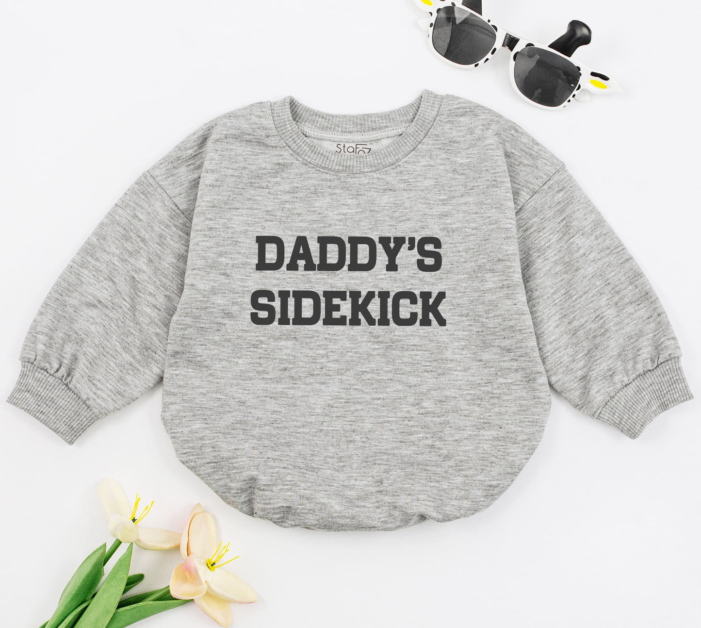 Daddy's Sidekick Bubble Romper for Baby Boys, Soft Cotton New Baby Gift, First Father's Day Outfit, Dad Son Clothes Modern Design