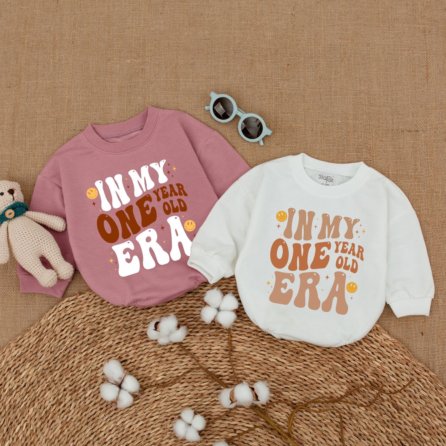 Sweet First Birthday Romper for One Year Old Baby Girl or Boy Celebration Outfit Mommy and Me Sweatshirt Bodysuit Gift