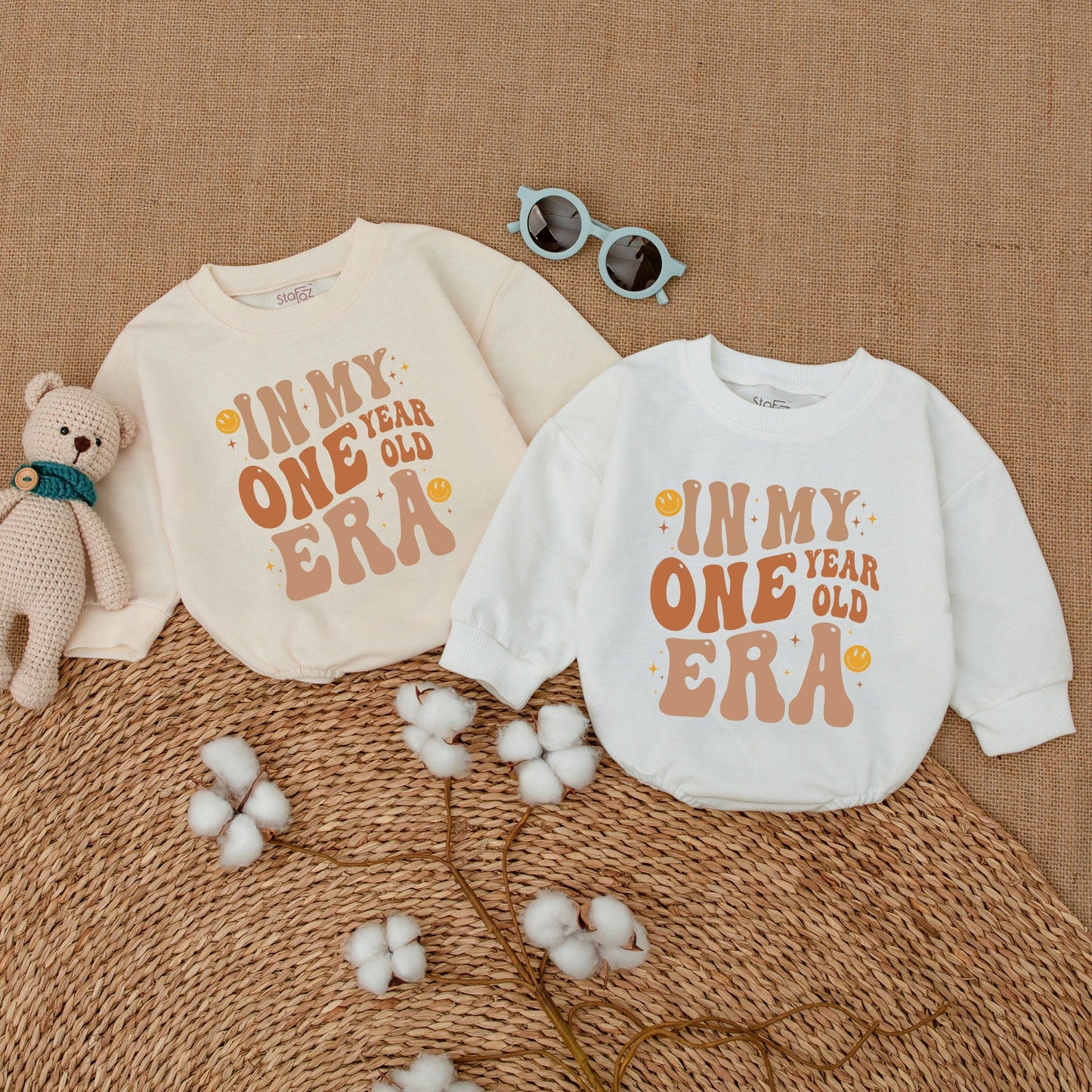 Sweet First Birthday Romper for One Year Old Baby Girl or Boy Celebration Outfit Mommy and Me Sweatshirt Bodysuit Gift