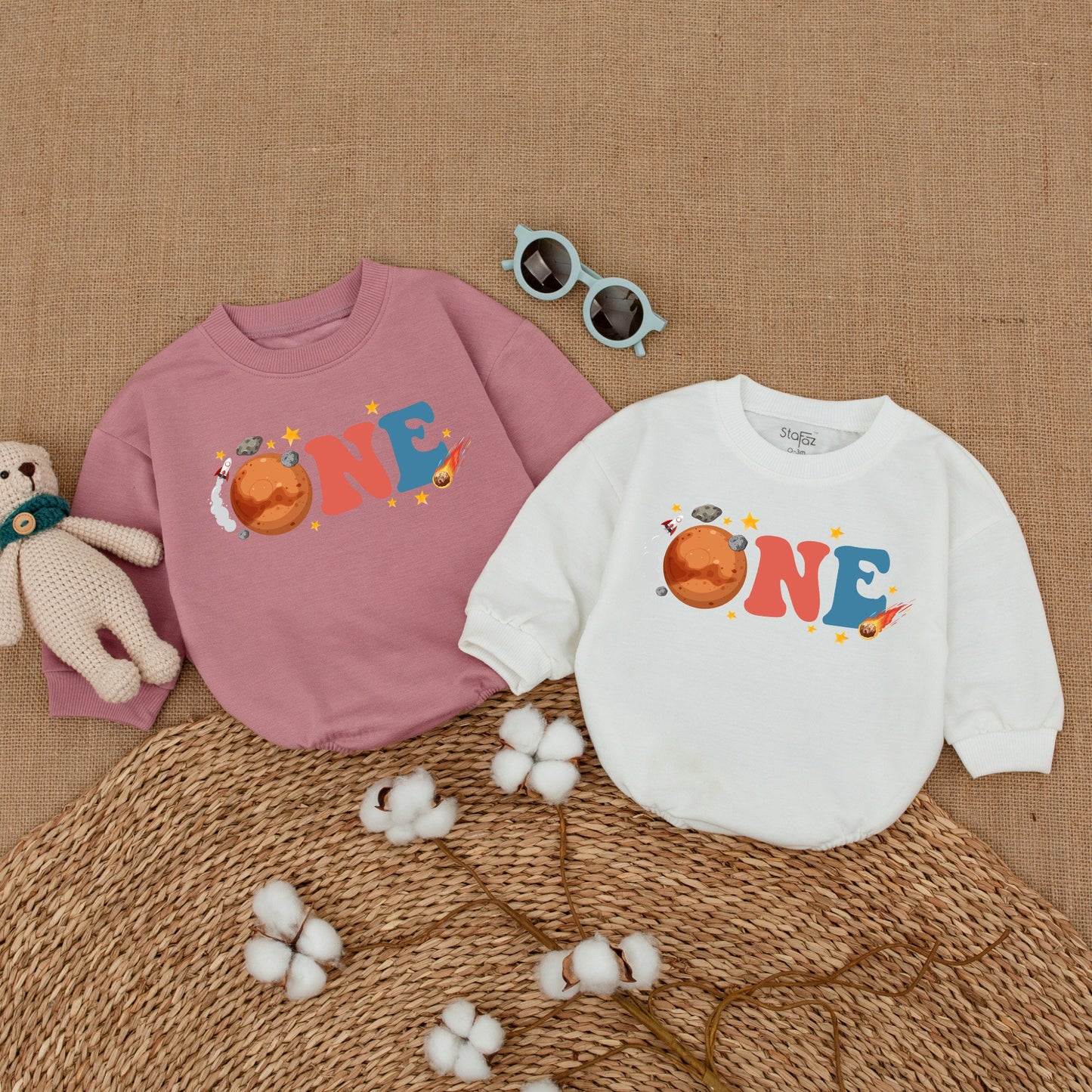 Space 1st Birthday Bubble Romper First Trip Around The Sun Bodysuit Sweatshirt Smash Cake Outfit Baby Boy Girl Shower Gift