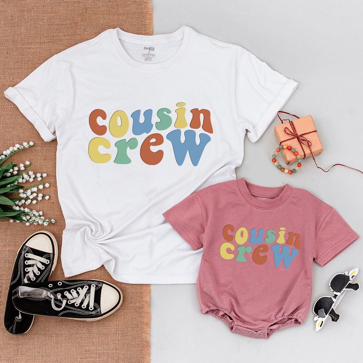Cousin Crew Matching Shirts Retro Family Trip Vacation Outfits Baby Bodysuit Pregnancy Reveal New to the Crew Toddler & Infant Fun Vintage Style