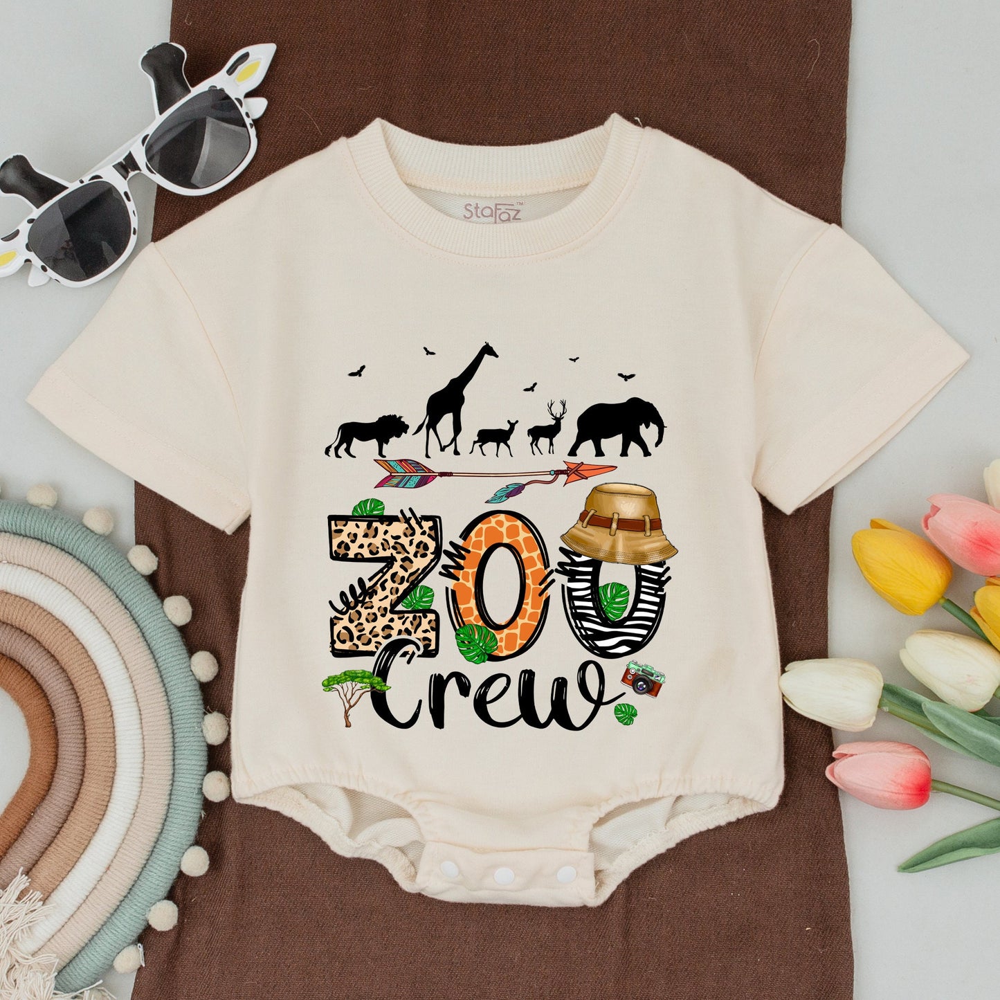 Zoo Crew Matching Family Shirts Safari Squad Trip Tee with Playful Safari Animal Print Design Baby Bodysuit for Birthday