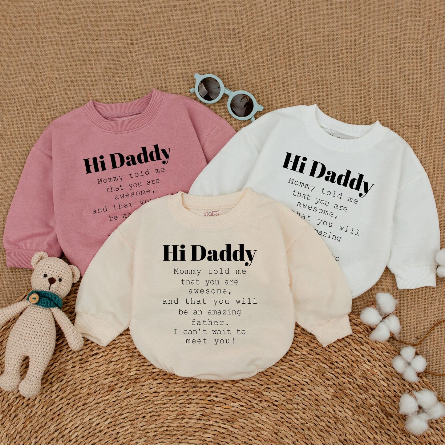 Hi Daddy Baby Bodysuit Awesome Father Announcement Gift Sweet Minimalist Newborn Coming Home Outfit Gender Neutral Baby Shower Present