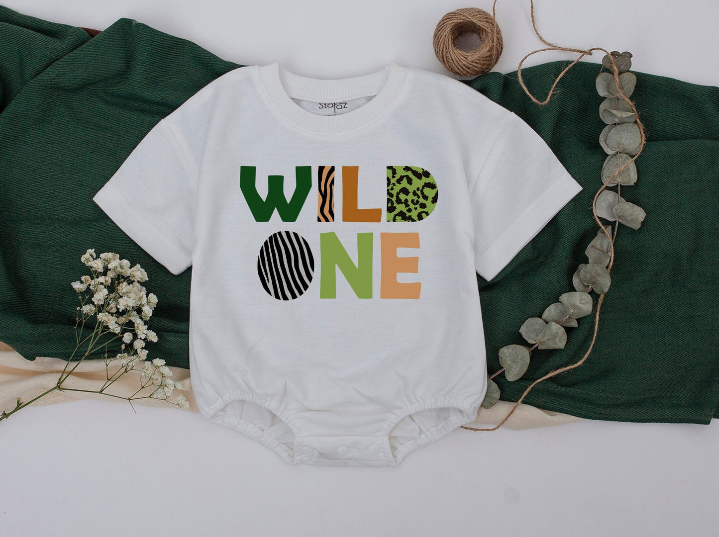Wild One Matching Family Birthday Shirts for First Celebration Safari Jungle Animal Print Outfit Bold Earth Tones Green Caramel Leopard Pattern