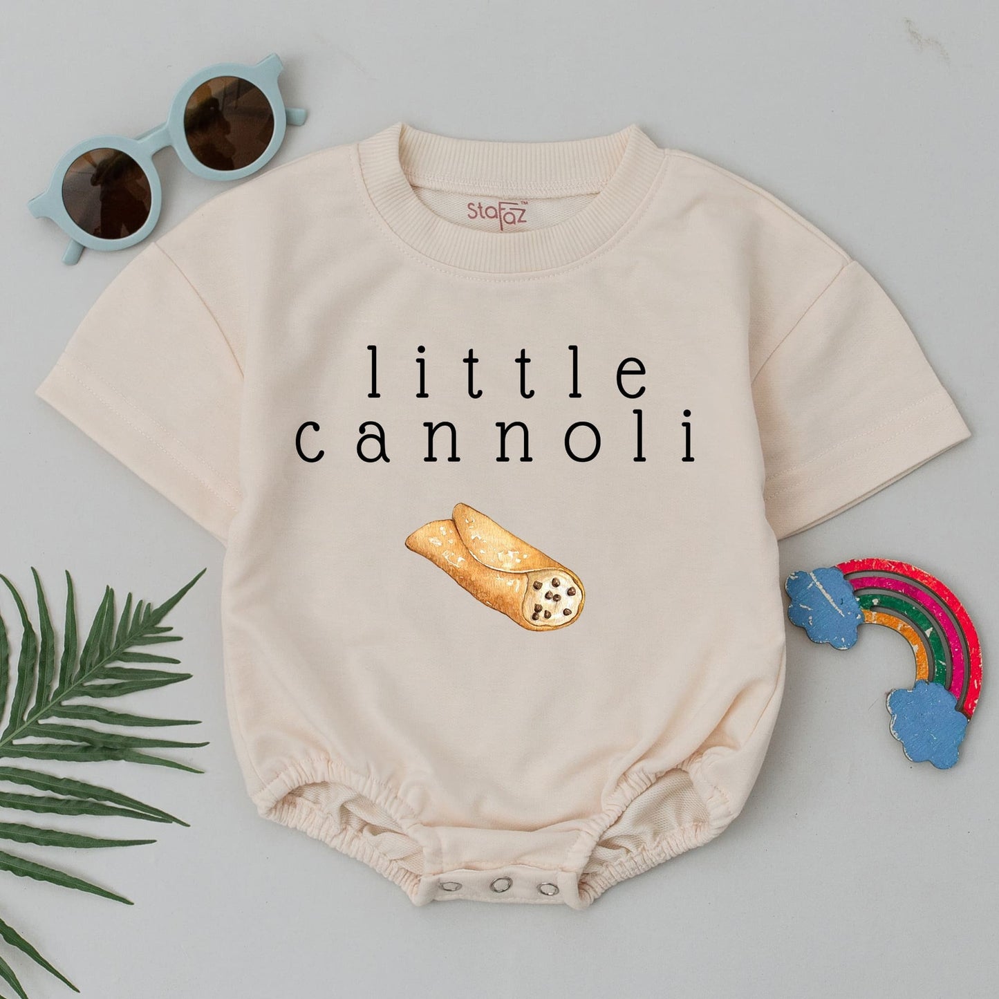 Little Cannoli Short Sleeve Romper Baby Girls Boys Italian Pastry Foodie Bodysuit Sweet Playful Minimalist Comfortable Newborn Gift