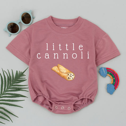 Little Cannoli Short Sleeve Romper Baby Girls Boys Italian Pastry Foodie Bodysuit Sweet Playful Minimalist Comfortable Newborn Gift