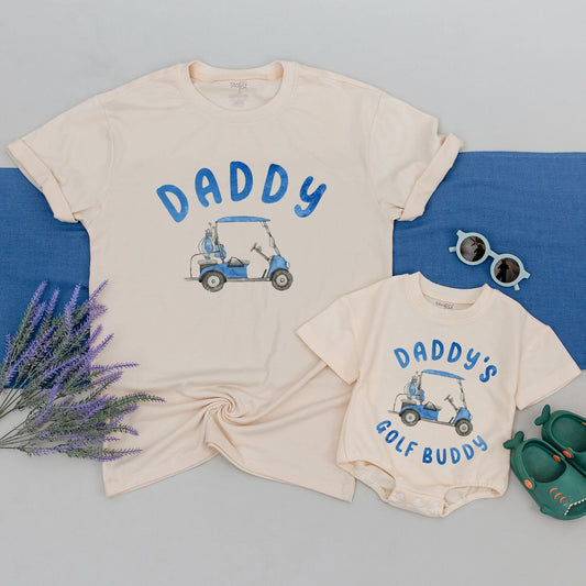 Matching Daddy and Me Golf Buddy Shirts Blue Watercolor Father Son Set Playful Style Father's Day Gift for Dads and Kids