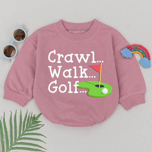 Crawl Walk Golf Baby Boy Romper Future Golfer Father's Day Gift Daddy and Me Golfing Buddy Bodysuit Newborn Outfit Soft Cotton Playful Design