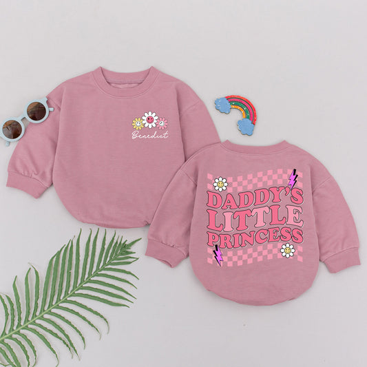 Daddy's Little Princess Romper Pink Checkerboard Baby Girl Outfit Father's Day Gift Adorable Daisy Newborn Shower Present Soft Cotton