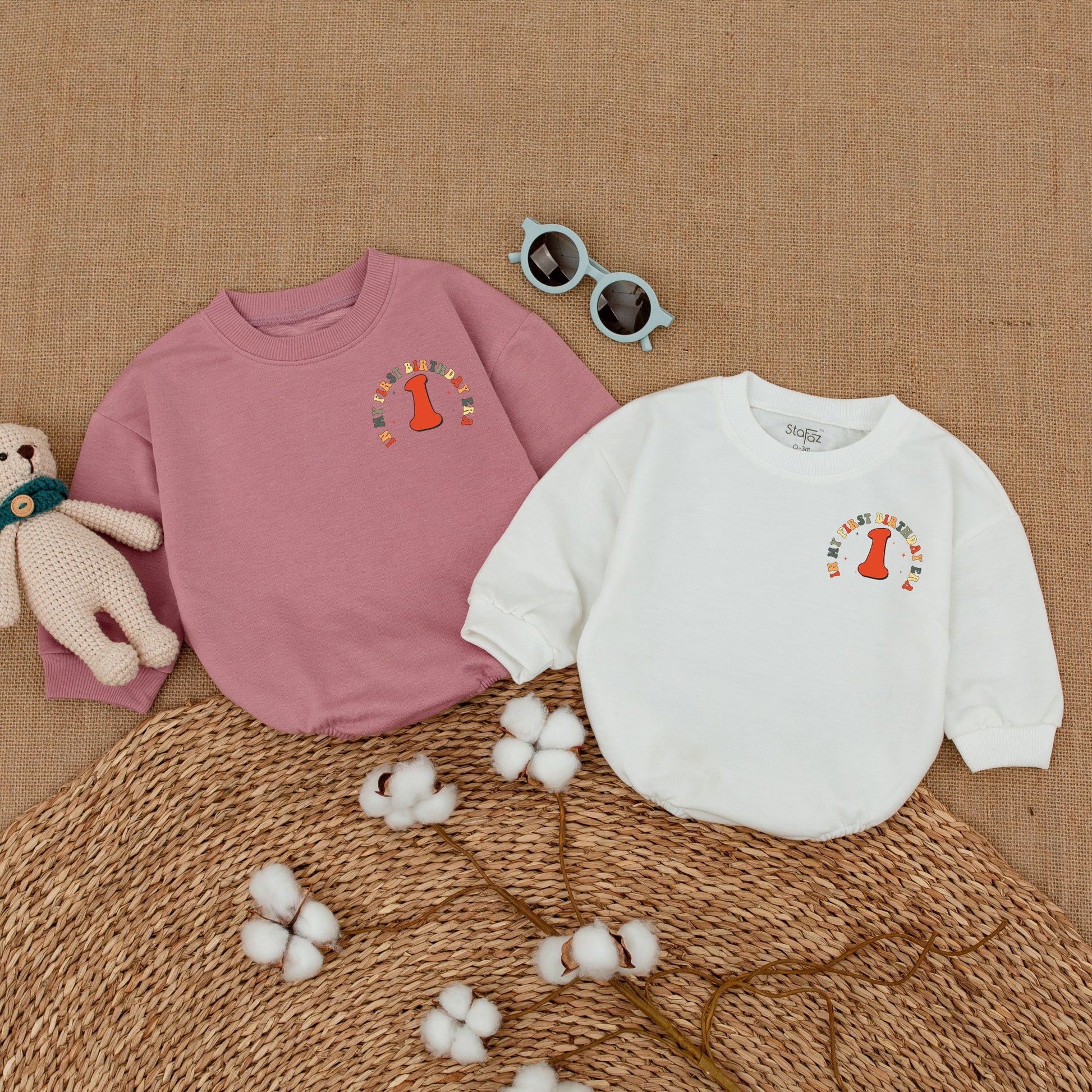 Retro In My First Birthday Era Romper Earthy Colors First Birthday Bodysuit Girl Smash Cake Outfit Newborn Baby Shower Gift