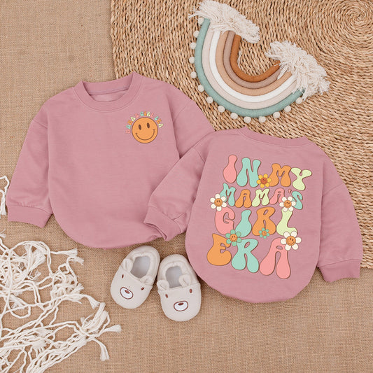 My Mama's Girl Era Baby Romper Vintage Pastel Smiley Face Outfit Mother's Day Gift Adorable Cheerful Retro Style Baby Girl Clothes