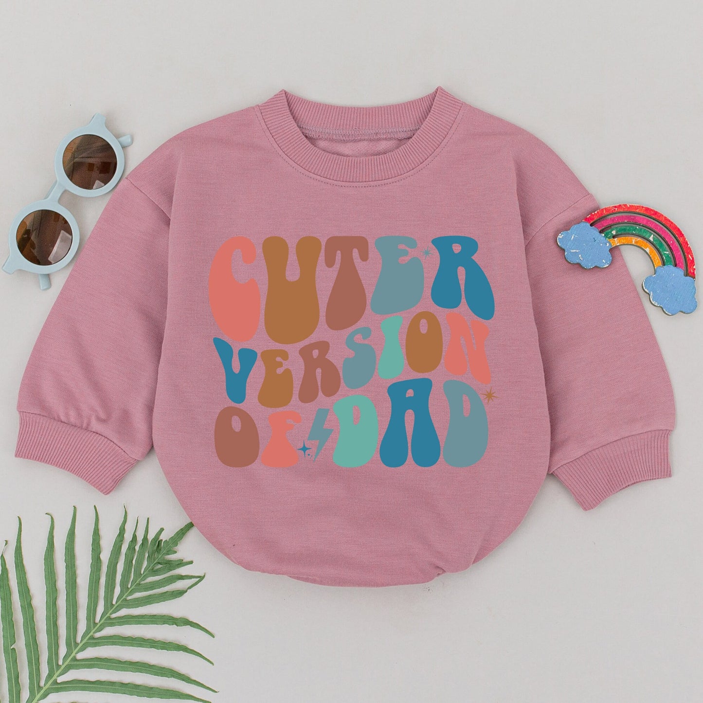 Retro Cuter Version Of Dad Romper, playful bubbly design baby outfit, colorful Father's Day gift for newborn boys girls, sweet shower present