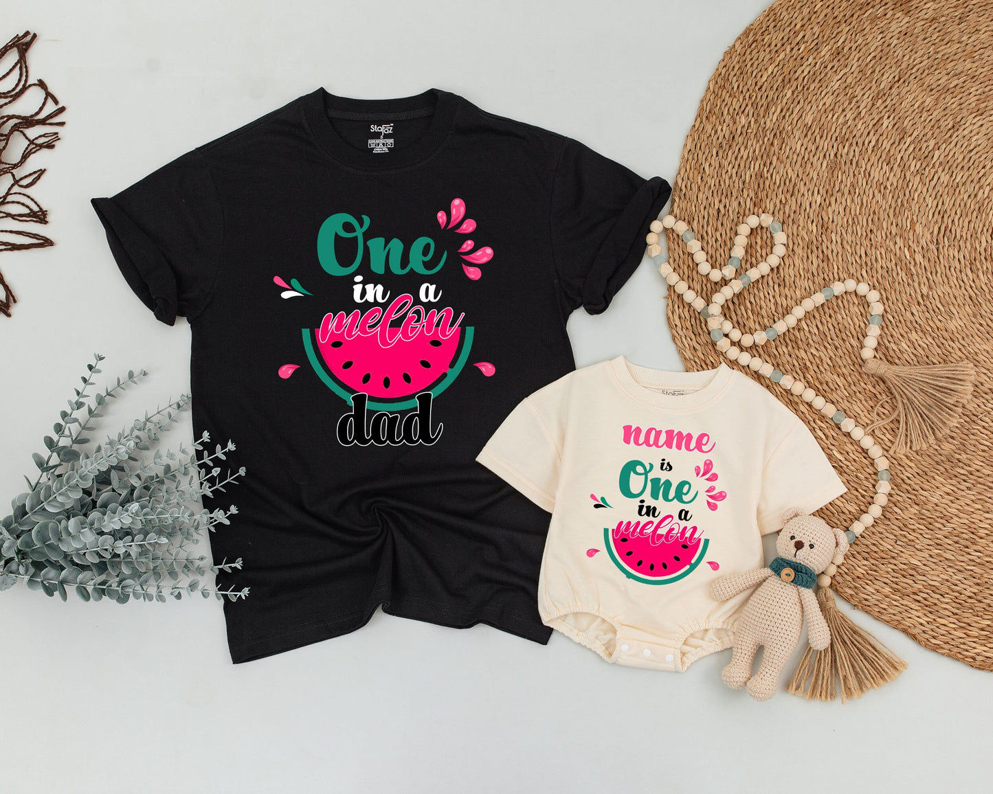 One in a Melon Family Birthday Shirts Matching Watermelon Outfit Mommy and Me Dad Brother Sister Birthday Girl Boy 1st Celebration Summer Party Tees