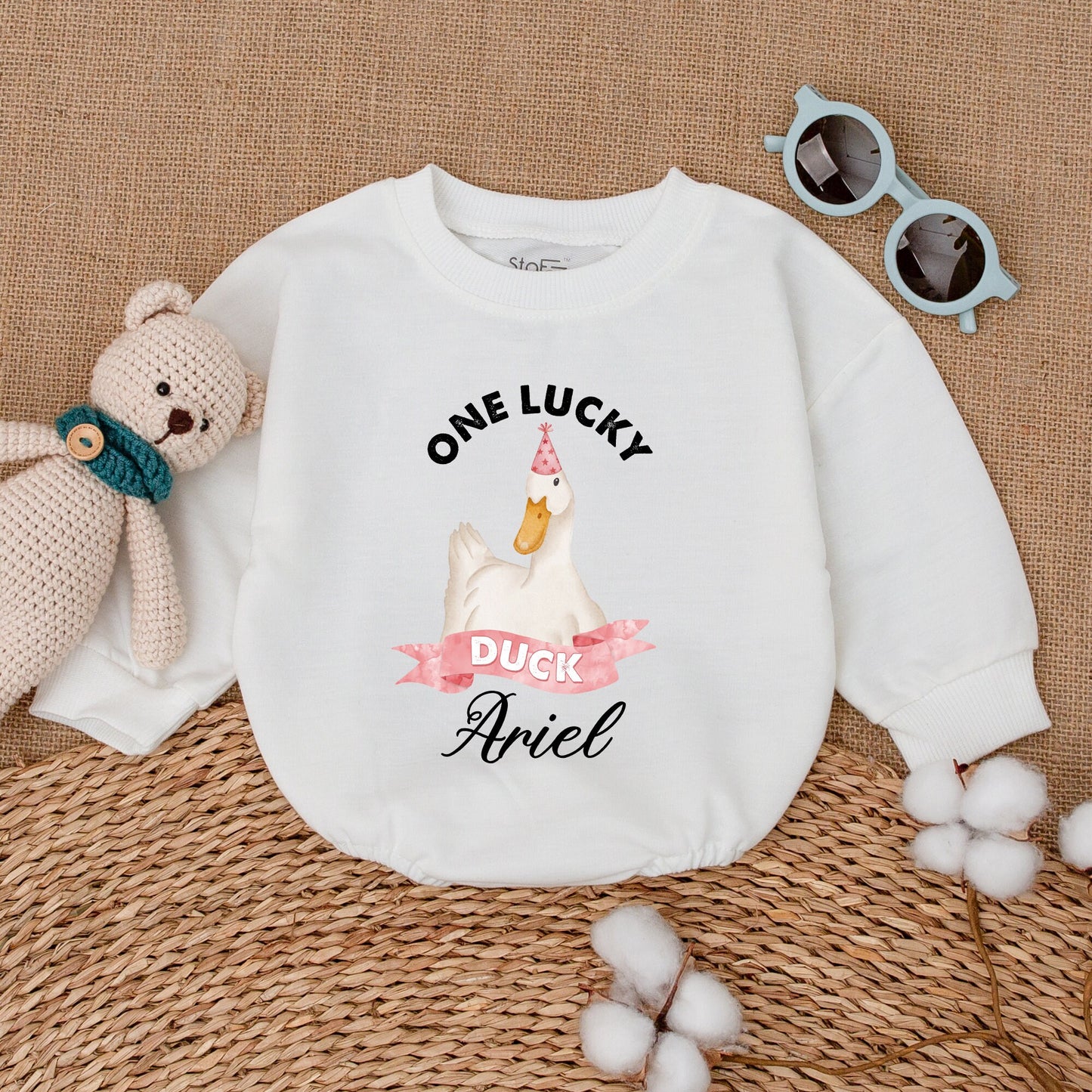 Personalized One Lucky Duck Baby Romper Cute Duckling Bodysuit So Dunkin' Cute Soft Cotton Baby Shower Gift Birthday Clothes