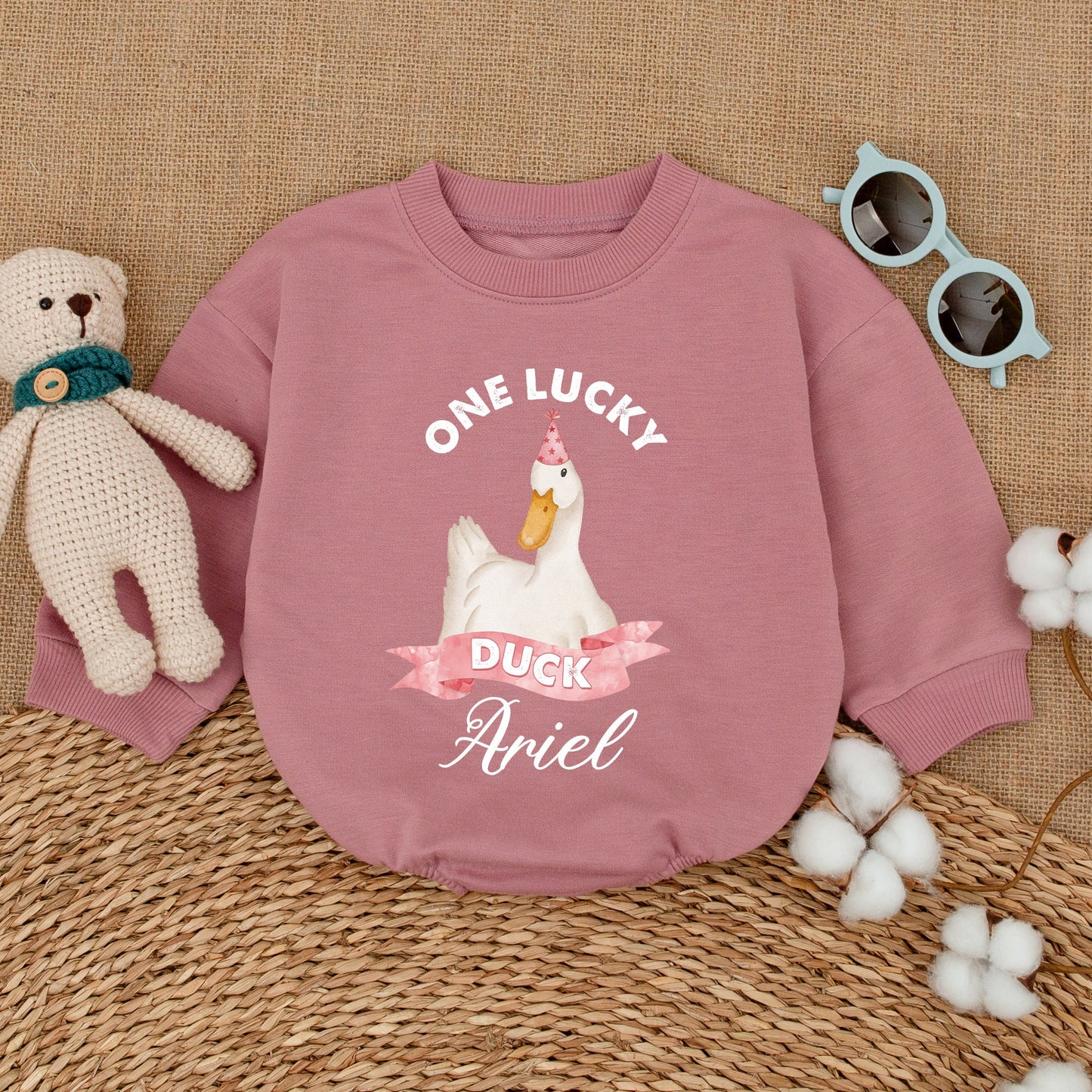 Personalized One Lucky Duck Baby Romper Cute Duckling Bodysuit So Dunkin' Cute Soft Cotton Baby Shower Gift Birthday Clothes